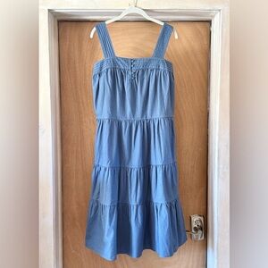Margaret O’Leary Cotton Tiered Midi Dress Blue Sleeveless Strappy Size Small NWT